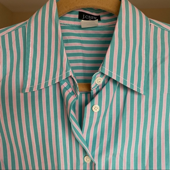 3/$30! J Crew 3/4 Sleeve Button Down Top - Green/Pink - Size Small - EUC - Picture 3 of 4